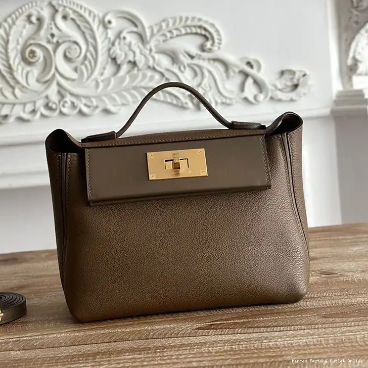 Coffee 24 Hermes Bag Leather In Swift Gold Evercolor Mini 24 Hardware 0420
